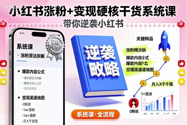 小红书涨粉变现实战系统课手把手教你逆袭成功-西蒙学社