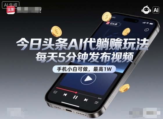 今日头条AI躺赚玩法揭秘：5分钟日发视频任务，手机新手可做收入破万元-西蒙学社