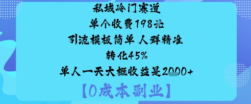 私域引流模板198元冷门市场精准转化45%单人日赚1000元+高收益模式-西蒙学社