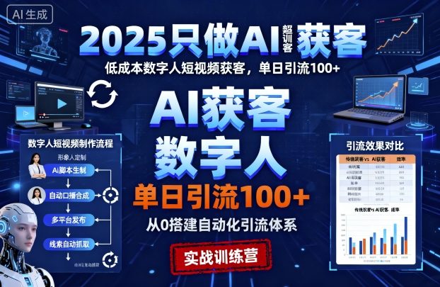 2025 AI超级获客实训营：低成本数字人短视频引流技术，单日100+获客-西蒙学社