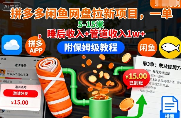 拼多多闲鱼百度网盘拉新副业每单赚5-15元被动收入月入过万含详细教程-西蒙学社