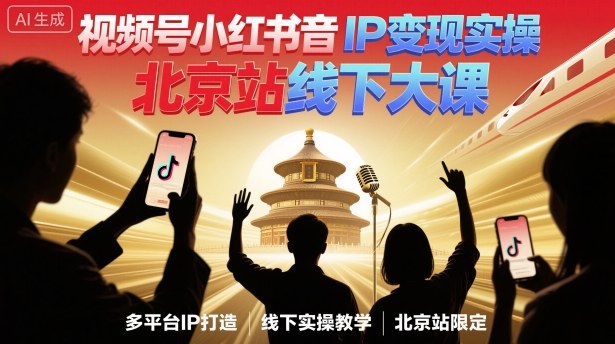 北京线下短视频变现课：视频号小红书抖音IP实战训练，100种技术+40行业爆款攻略-西蒙学社