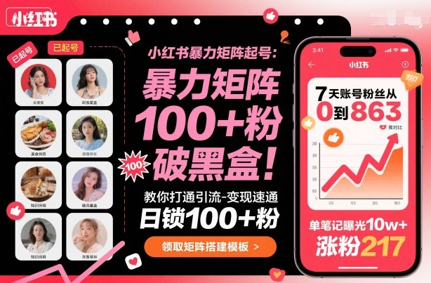小红书矩阵起号实操全攻略引流变现日增百粉突破流量瓶颈-西蒙学社