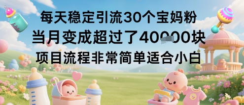 每天稳定引流30宝妈粉月收入轻松过万项目流程简单适合小白-西蒙学社