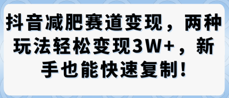 抖音减肥赛道变现秘诀：新手可复制两种玩法轻松赚3万+-西蒙学社