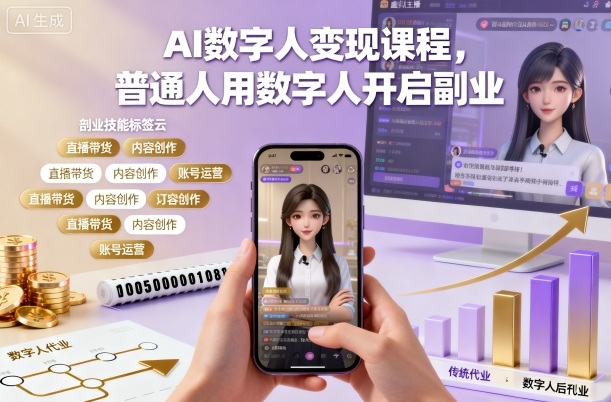 AI数字人变现课程普通人副业快速赚钱指南-西蒙学社