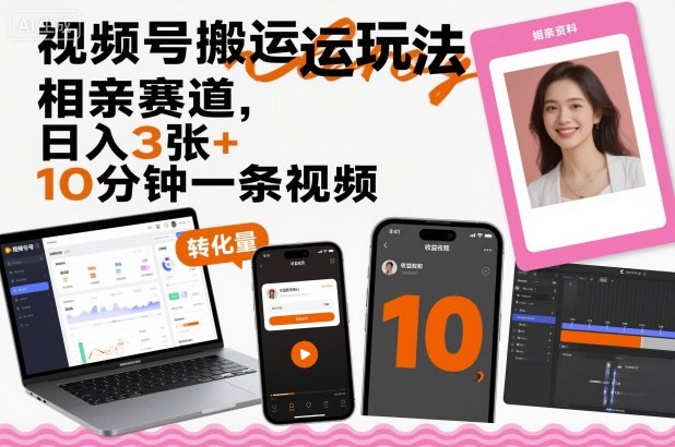 视频号相亲伪原创赚300教程每天10分钟轻松出视频-西蒙学社
