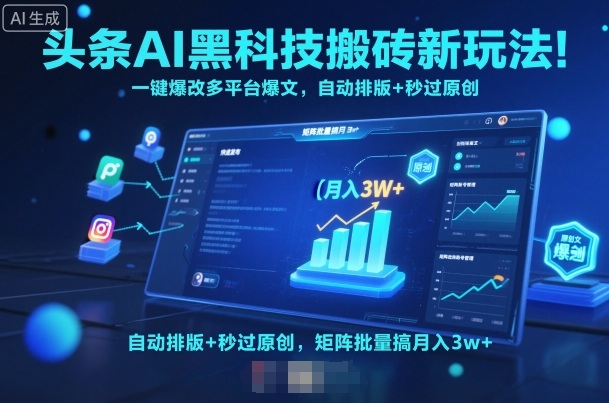 AI一键自动化发布多平台优质爆文，智能排版秒过原创，矩阵批量月入3万+实战揭秘-西蒙学社