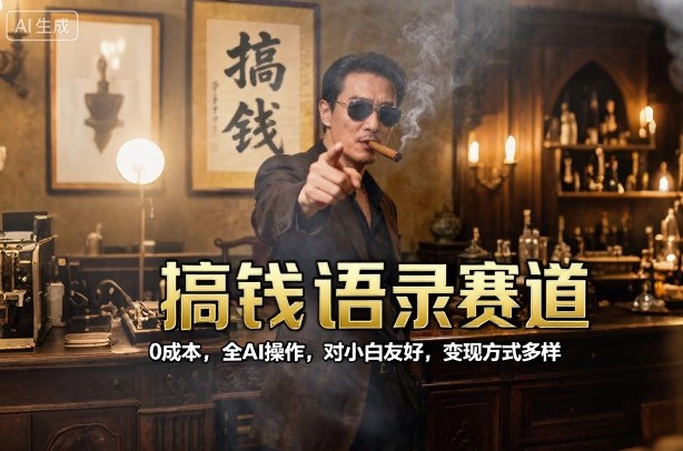 全自动AI搞钱语录赛道零成本小白友好多种变现方式轻松开启-西蒙学社