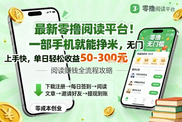 最新手机阅读平台无门槛赚钱快！轻松日收益50至300元揭秘-西蒙学社