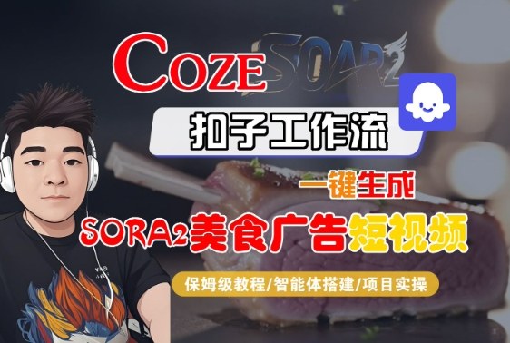 Coze扣子智能体工作流一键制作SORA2美食广告短视频详细过程教学-西蒙学社