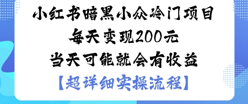 小红书神秘小众项目当天收益日赚200见效-西蒙学社