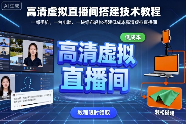 一部手机一台电脑一块绿布低成本快速搭建高清虚拟直播间教程-西蒙学社