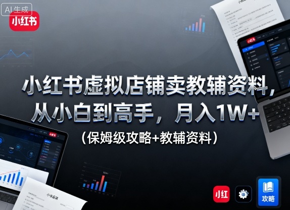 小红书平台虚拟店铺教辅资料销售指南：新手月入1万+完整教程与资源搭配-西蒙学社