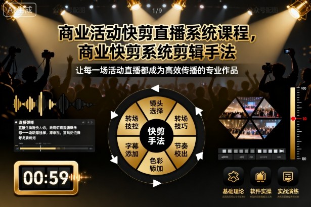 高效商业活动快剪直播系统剪辑课程技巧实战-西蒙学社