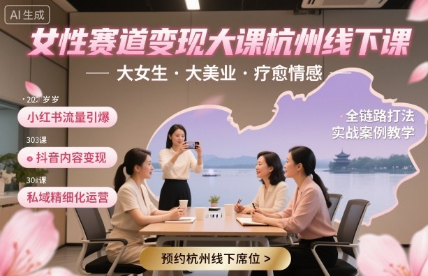 杭州女性创业变现线下课大女生美业情感疗愈小红书抖音私域全链路打法-西蒙学社