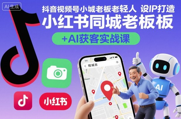 抖音小红视频号同城老板轻人设IP塑造AI获客实战课含人设算法拍摄剪辑内容创作精华-西蒙学社