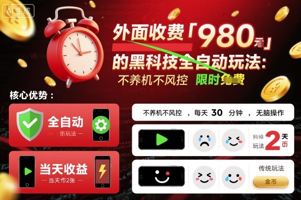 纯自动玩法｜不养号防封｜30分钟/天｜当天变现200元【终极方案】-西蒙学社
