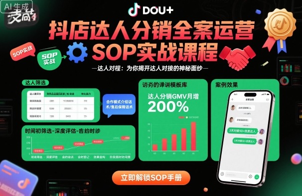 抖音小店达人分销SOP实战运营教程，达人对接技巧全解析-西蒙学社