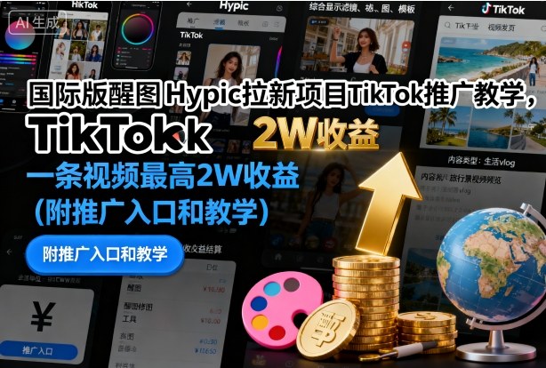 Hypic国际版拉新项目 TikTok推广教学 视频最高赚20000元 附入口教程-西蒙学社