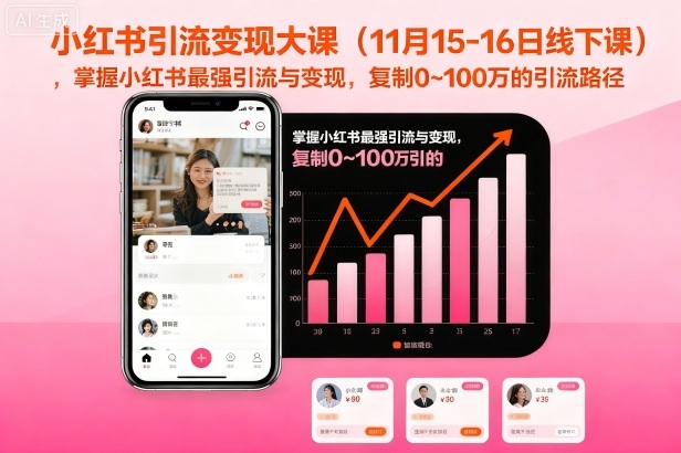 小红书线下实战引流变现课程11月15-16日,快速复制0到100万流量变现秘籍-西蒙学社