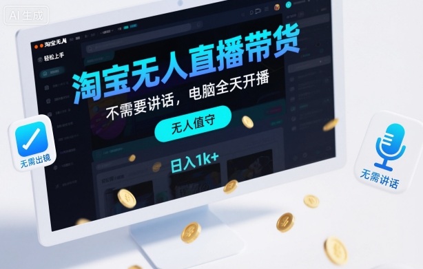 淘宝无人直播带货免露脸无声电脑全天开播轻松日入千元技巧-西蒙学社