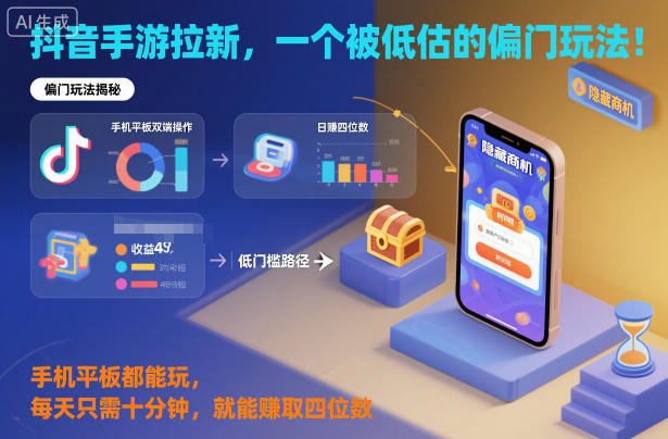 抖音手游拉新盈利捷径:手机平板轻松玩转每日10分钟月赚四位数-西蒙学社