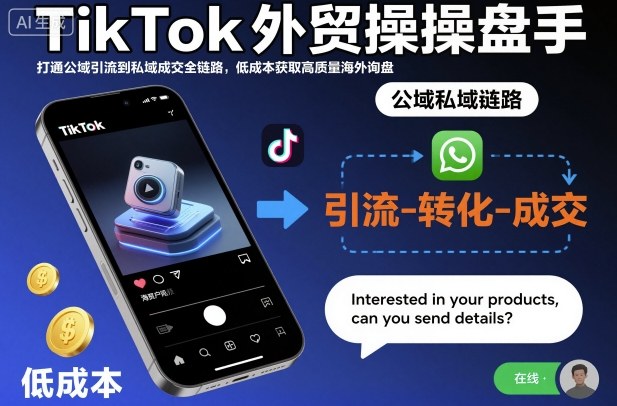 TikTok外贸专家公域引流私域转化全流程掌控 低成本高效获海外高质量询盘-西蒙学社