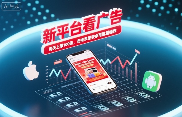 新广告平台观看收益每条0.3-5元日上限100次苹果安卓批量运行支持-西蒙学社