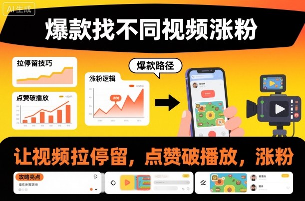 爆款找不同视频涨粉秘诀拉升停留提升点赞播放量突破-西蒙学社