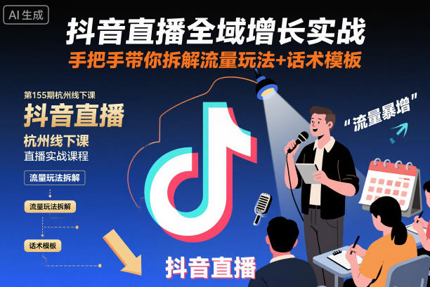 杭州抖音直播增长第155期线下实战课,实操拆解流量玩法与话术模板-西蒙学社