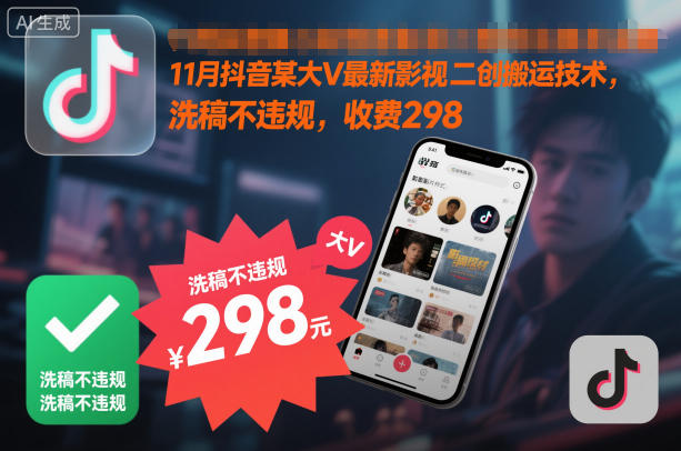 11月抖音影视二创搬运技术 安全无风险教学仅需298元-西蒙学社