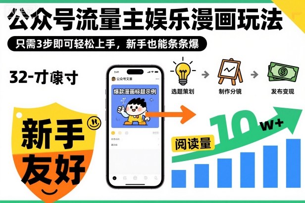 公众号流量主娱乐漫画玩法三步速成新手轻松打造爆款内容-西蒙学社