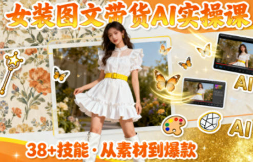 AI赋能女装带货实战课:38个技巧速提素材制作效率-西蒙学社