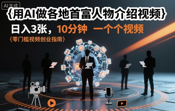 AI快速生成各地首富人物介绍视频 日入三张仅需单支10分钟-西蒙学社