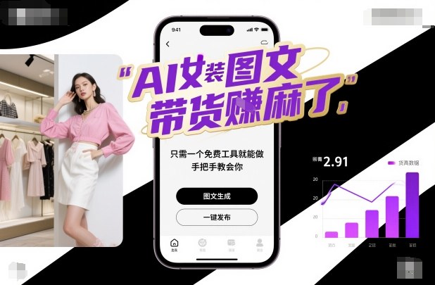 AI女装图文带货賺钱指南，免费工具一步到位手把手教学-西蒙学社