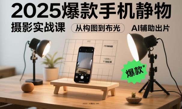 无需昂贵设备AI辅助手机静物摄影实战课2025构图布光轻松出片-西蒙学社