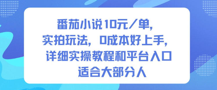 番茄小说每单10米零成本实拍玩法详细教程平台入口新手轻松上手-西蒙学社