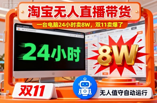 淘宝无人直播带货奥秘，214小时单机创收8万元，双11热销爆单秘籍-西蒙学社