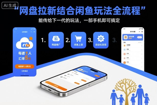 咸鱼网盘拉新全程手机操作代代相传附入口渠道教程-西蒙学社