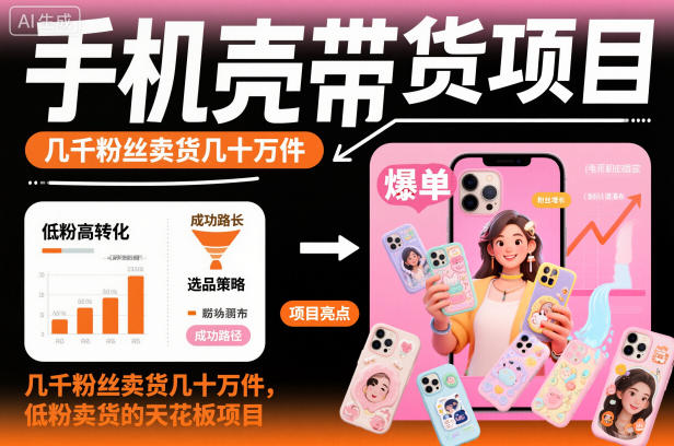 手机壳带货项目:几千粉丝短视频低粉高销几十万件天花板操作-西蒙学社