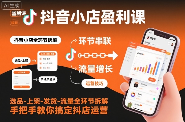 抖音抖店盈利课-选品上架发货流量全流程实操教学,手把手学会运营技巧-西蒙学社