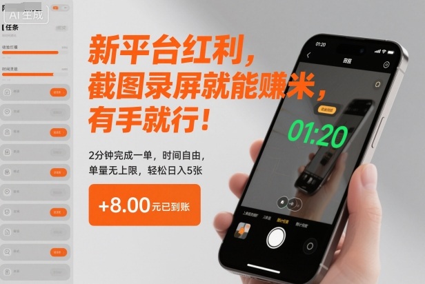 新平台轻松赚钱:截图录屏快速赚取,时间自由单量不限,日入500元超简单-西蒙学社