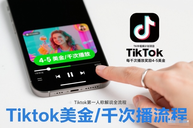TikTok中视频解说计划赚钱项目,千次播放奖励4-5美金-西蒙学社