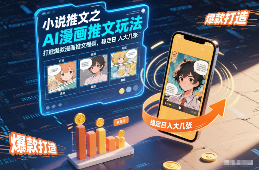 AI漫画推文爆款视频教程，稳定日赚大几百-西蒙学社