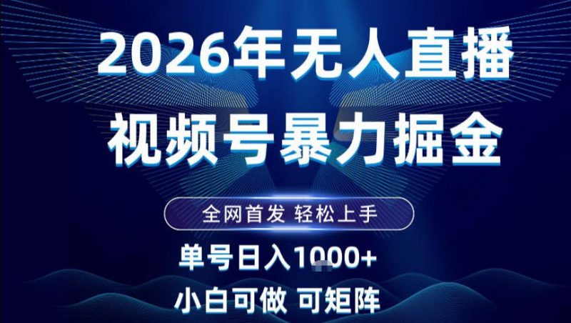2026 视频号无人直播赚钱揭秘 新手简单操作稳定日赚 1000+-西蒙学社