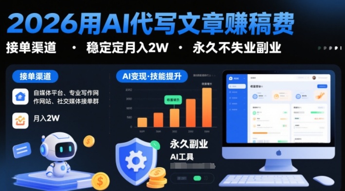 AI代写文章賺钱2026秘籍，月入2W稳定副业渠道免费全开放-西蒙学社