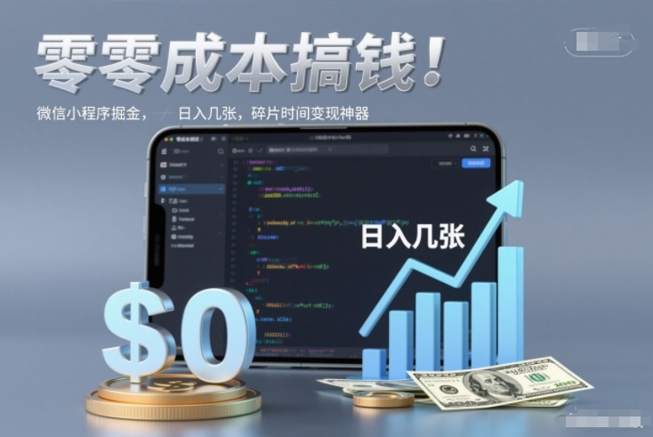 零成本微信小程序极速掘金 简单上手日赚三位数 碎片时间高效变现工具-西蒙学社