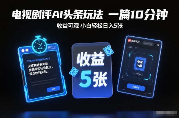 AI电视剧评论10分钟赚500+元,小白轻松日入暴玩指南-西蒙学社