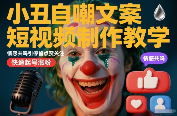 小丑自嘲短视频制作教程：情感共鸣吸引停留点赞涨粉秘籍-西蒙学社